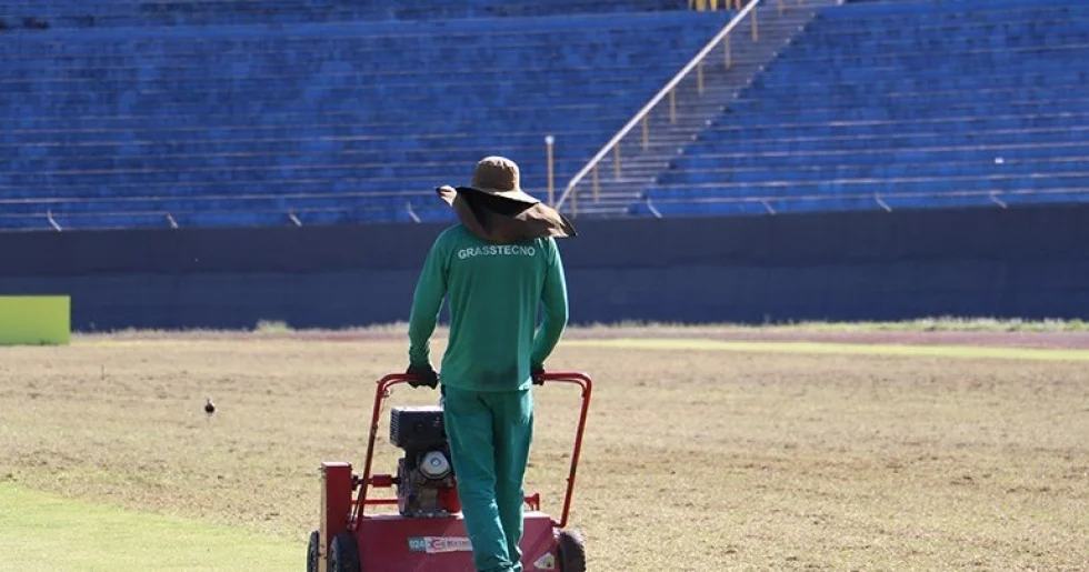 Gramado do Estádio do Café passa por descompactação