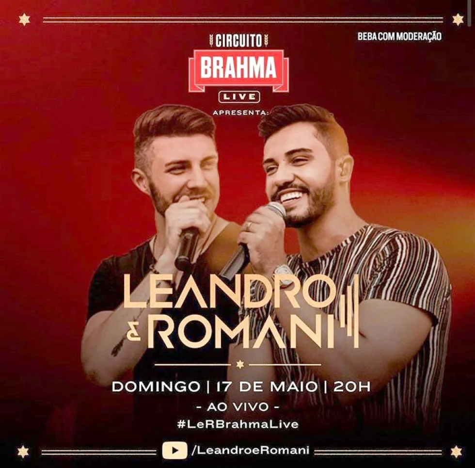 Leandro e Romani participarão do Circuito Brahma com live neste domingo