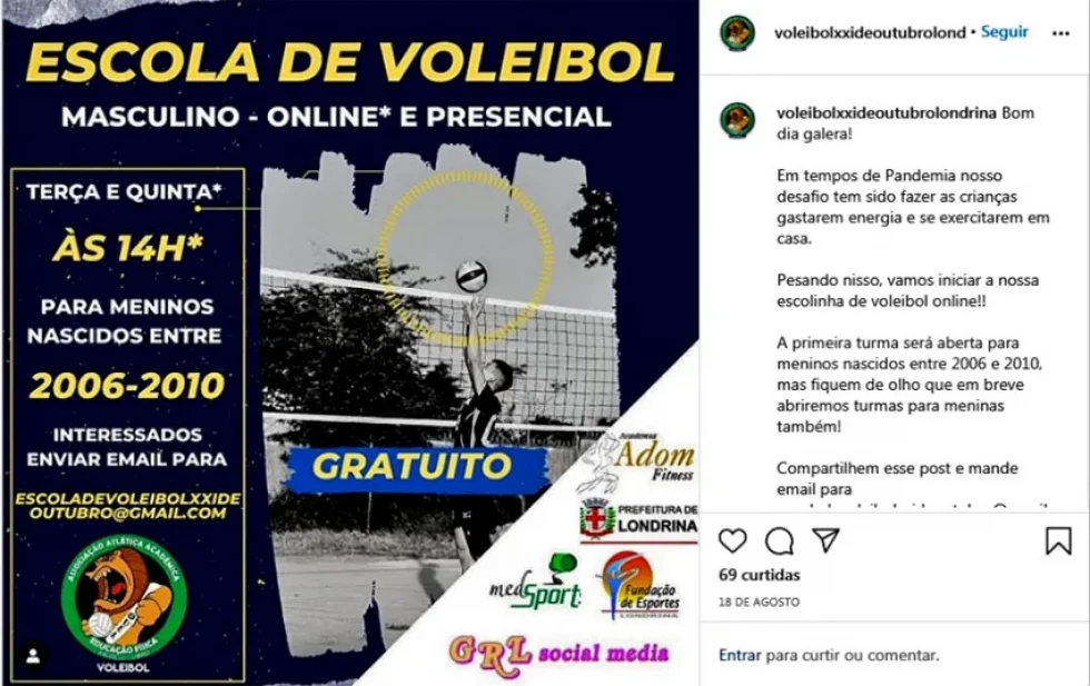 Escola de voleibol está com inscrições abertas para meninos