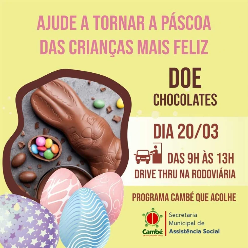 Cambé: Campanha visa arrecadar chocolates para crianças em situação de vulnerabilidade social