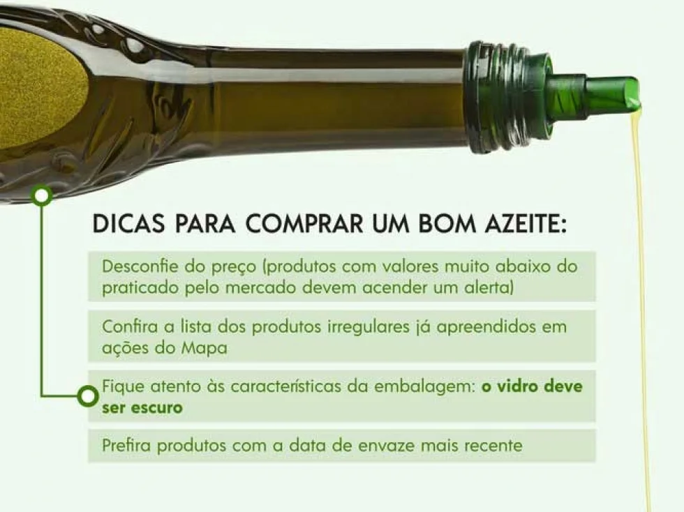 Mapa suspende a comercialização de mais de 150 mil garrafas de azeite de oliva em seis estados