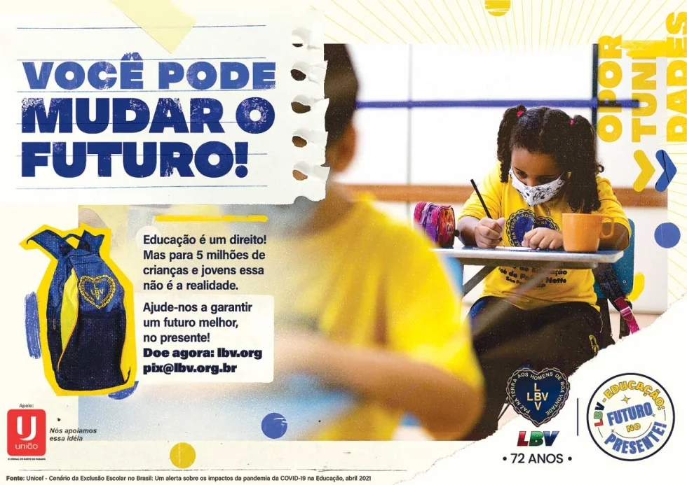 LBV investe em ações de apoio à educação de crianças, adolescentes e jovens em situação de vulnerabilidade social