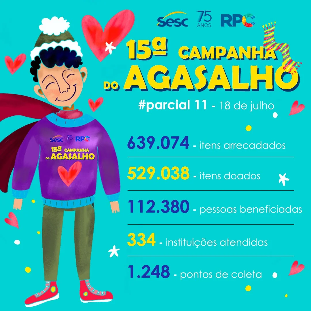 15ª Campanha do Agasalho promove mutirão de arrecadação em 25 cidades do estado neste sábado (22)