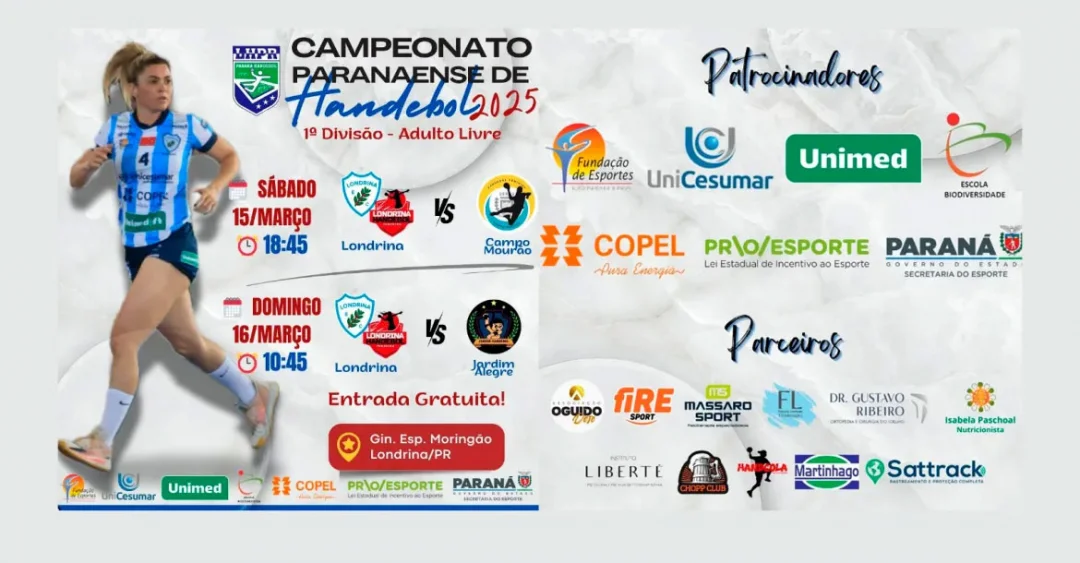 Londrina sedia 1ª etapa do Campeonato Paranaense de Handebol 2025 no fim de semana