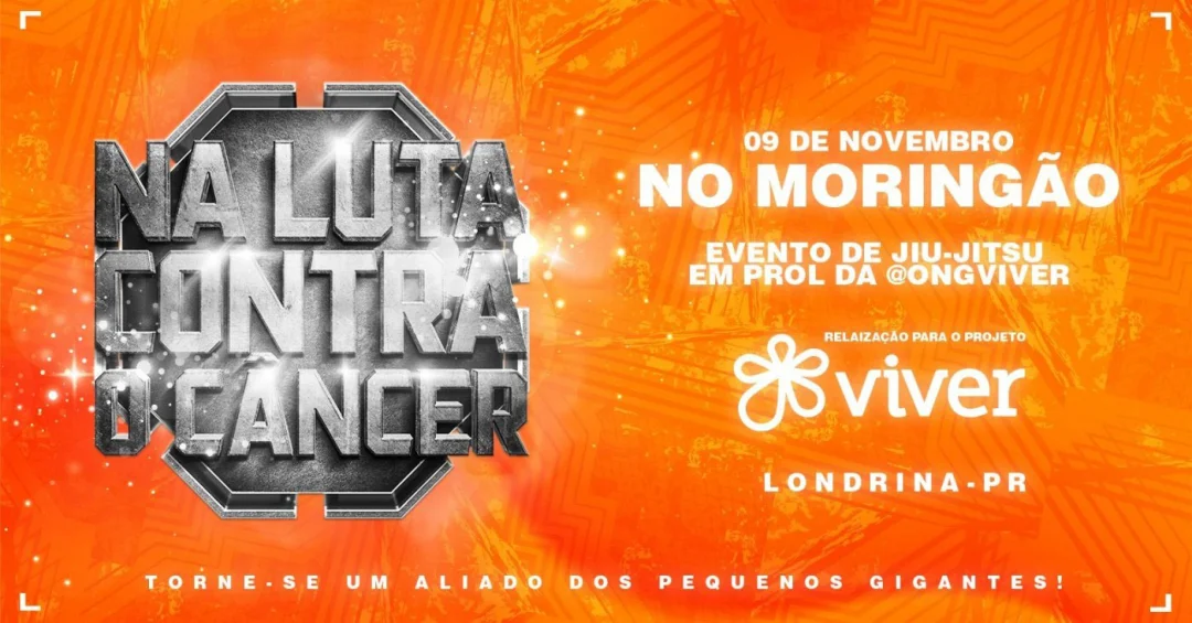 Na Luta Contra o Câncer, o maior evento beneficente de jiu-jitsu do mundo, busca R$ 1 milhão para a nova sede da ONG Viver em Londrina