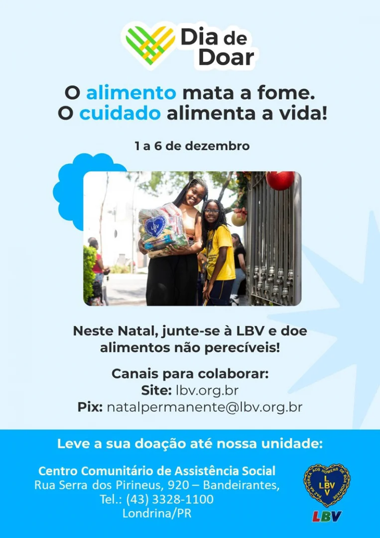 LBV de Londrinamobiliza doações para entregarcestas de alimentos neste Natal