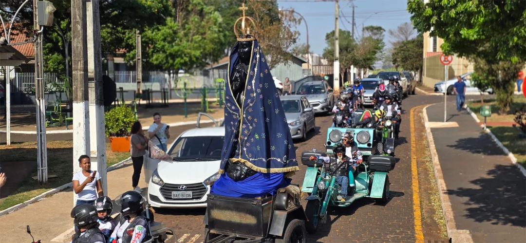Santuário empresta imagem da padroeira para bênção de motociclistas no Distrito São Luiz