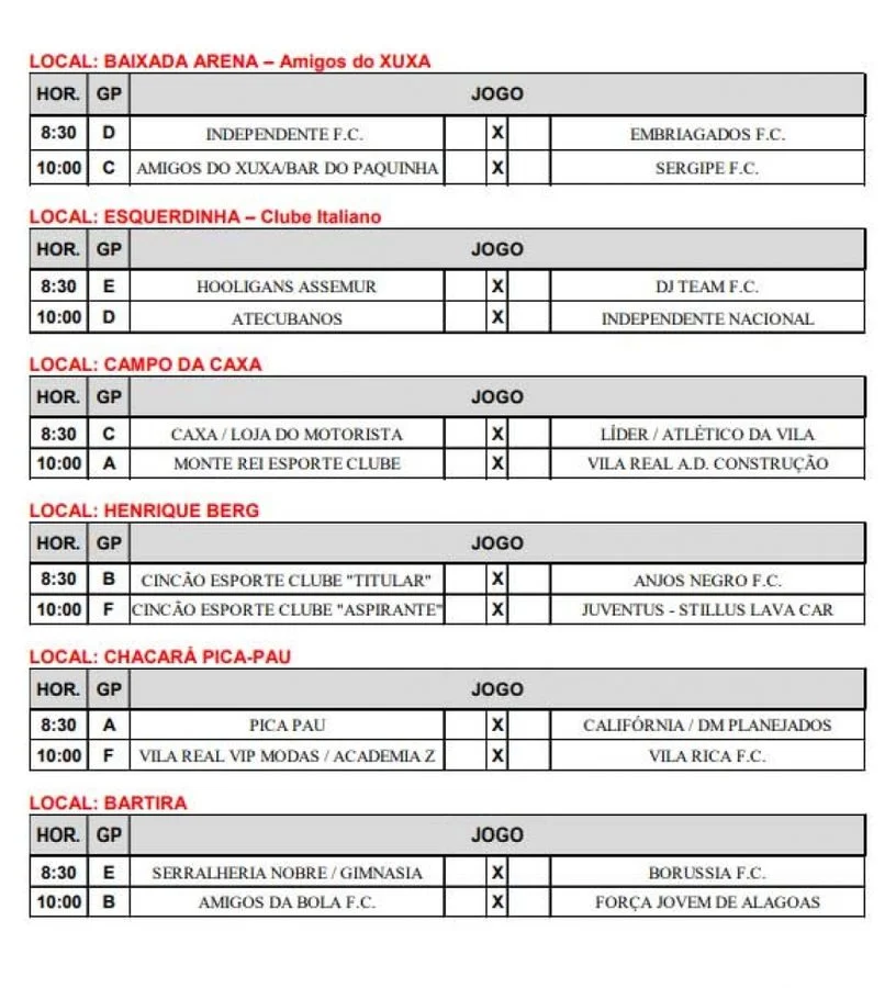 Rolândia: 10ª Copa de Futebol Suiço, categoria livre, tem a primeira rodada neste domingo