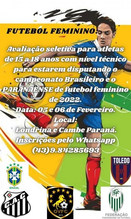 Vem ai a Seletiva de Futebol Feminino para o Campeonato Brasileiro e o Paranaense