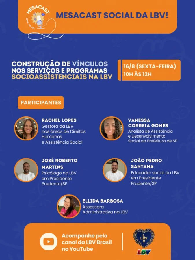 LBV promove evento on-linesobre técnicas para a construção de vínculos em serviços e programas socioassistenciais