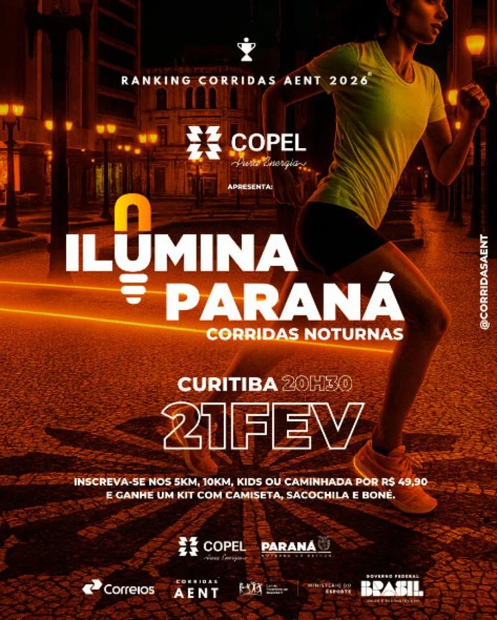Inscrições para a corrida noturna Ilumina Paraná em Curitiba estão abertas