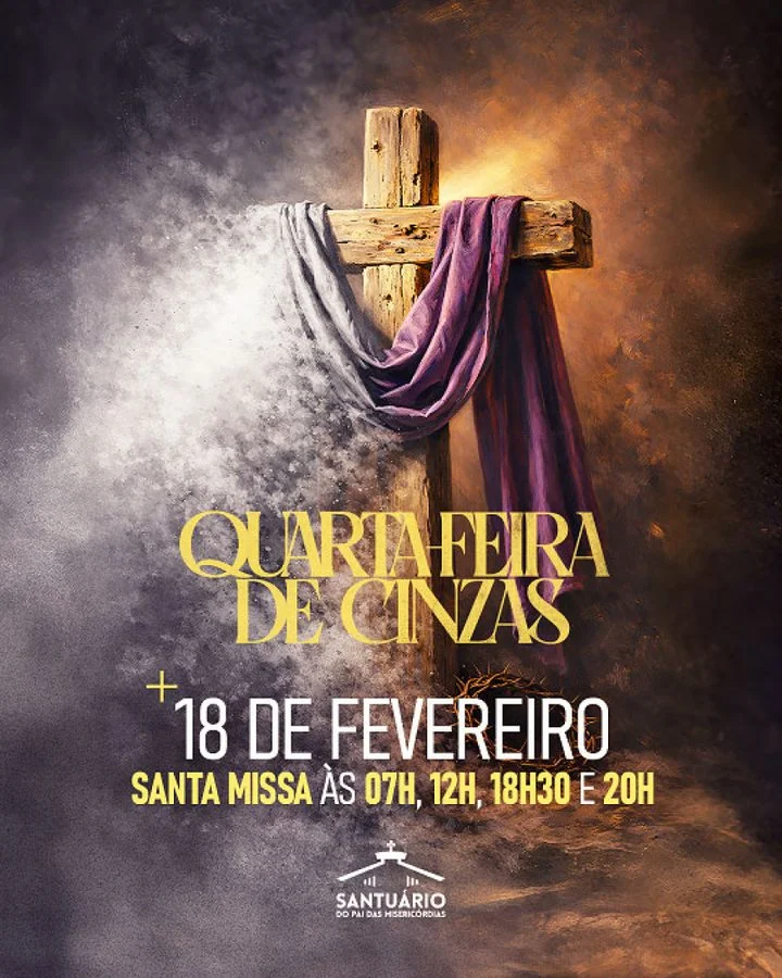 Confira os horários das missas no Santuário Pai das Misericórdias nesta Quarta-Feira de Cinzas