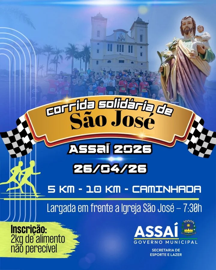 Assaí: Vem aí a  Corrida Solidária De São José 2026