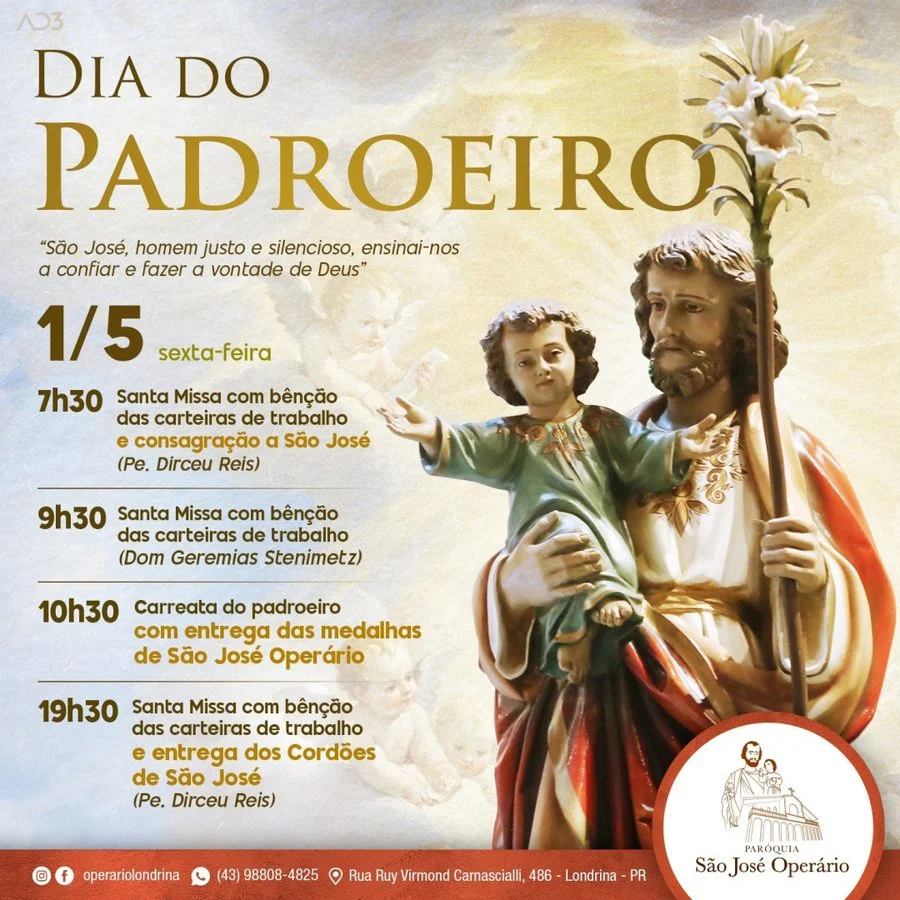Dia do Trabalhador em Londrina terá programação especial em honra a São José Operário