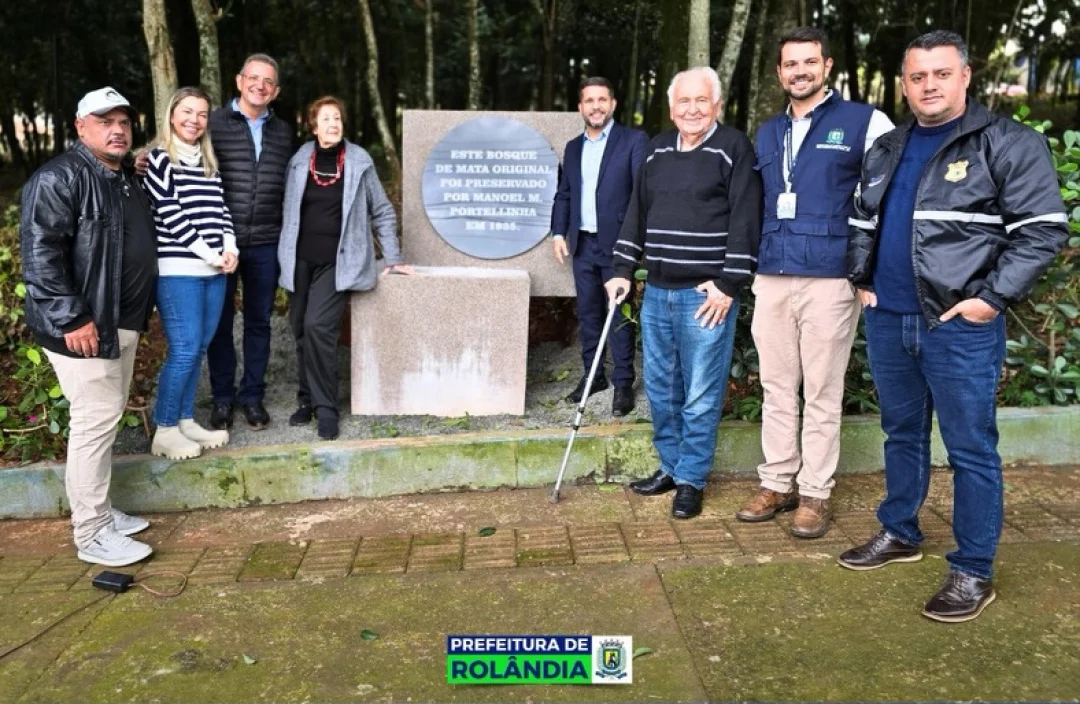 Placa homenageia Manoel Portellinha por legado de preservação ambiental em Rolândia