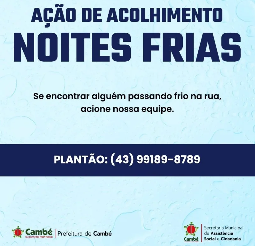 Frio intenso leva Cambé a reforçar atendimento para pessoas em situação de rua