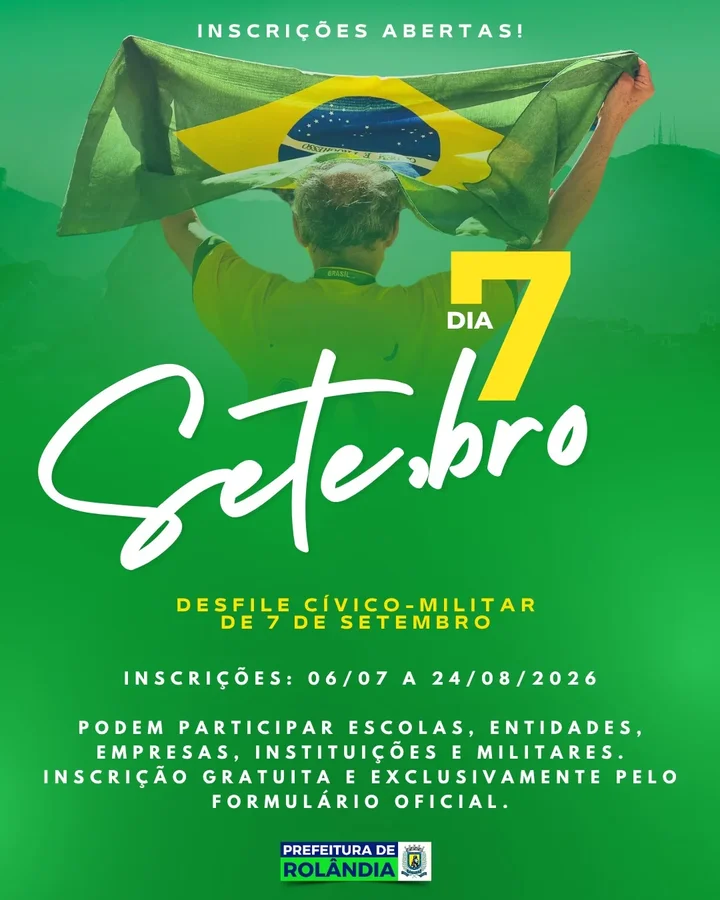 Rolândia abre inscrições para participação no desfile cívico de 7 de Setembro