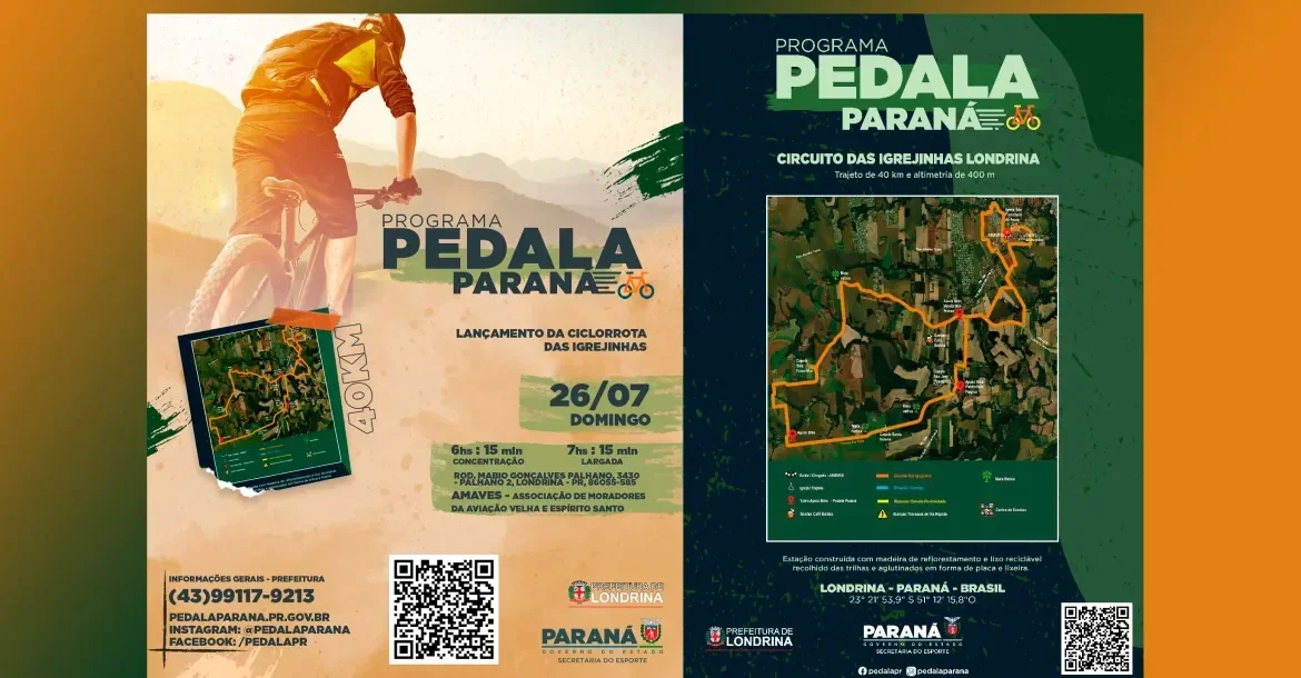 Rota das Igrejinhas estreia em Londrina com percursos de ciclismo, corrida e caminhada neste domingo