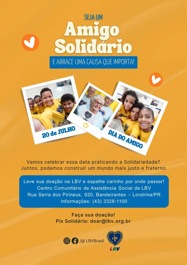 LBV promove campanha de arrecadação de alimentos para crianças atendidas em Londrina