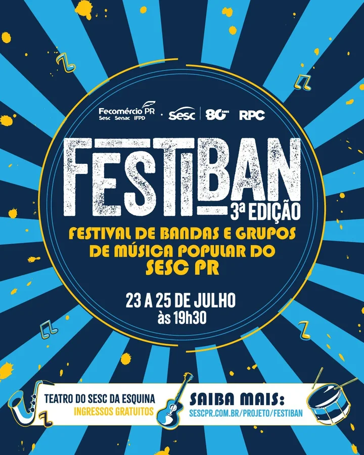 Londrina ganha destaque no Festiban 2026 com três bandas entre as atrações do festival estadual